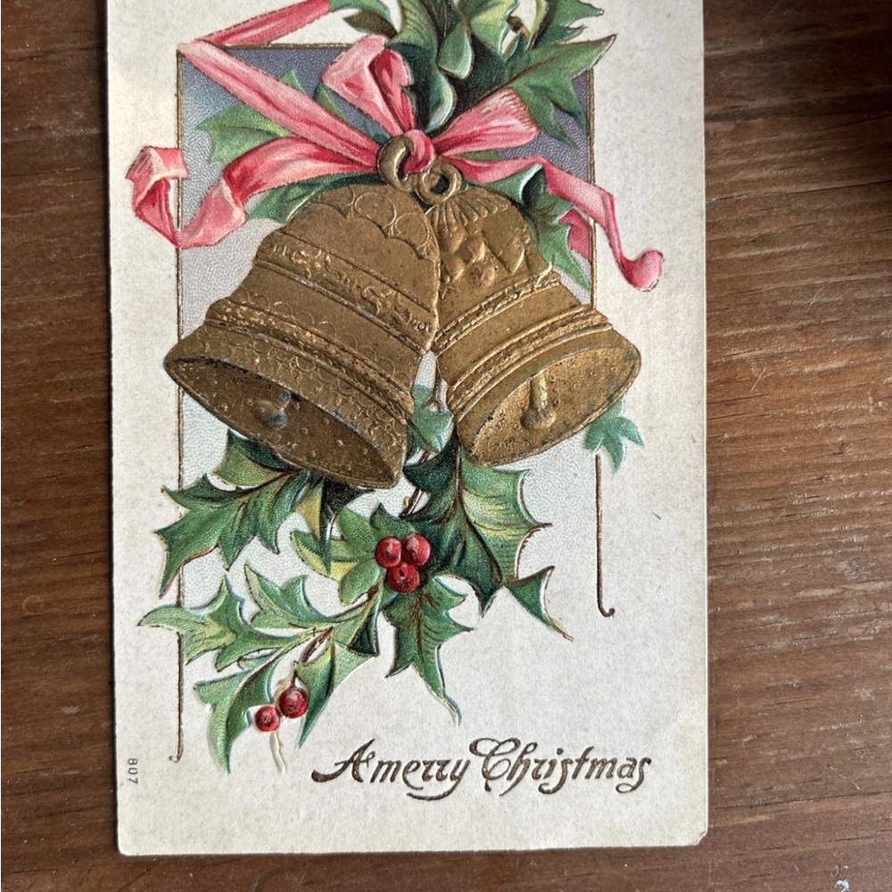1907 Rare Franklin postage Error Holiday Card wit antique